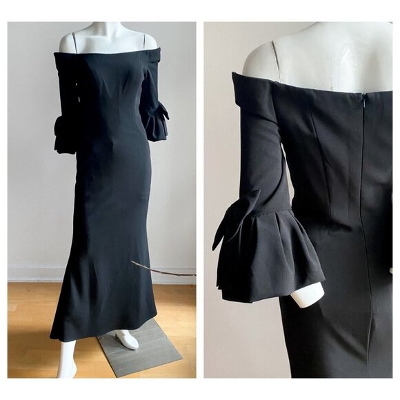 Terani Couture Dresses & Skirts - Terani Couture Black  Bodycon Maxi Dress with Bow Detail Sleeves Maxi Dress 4